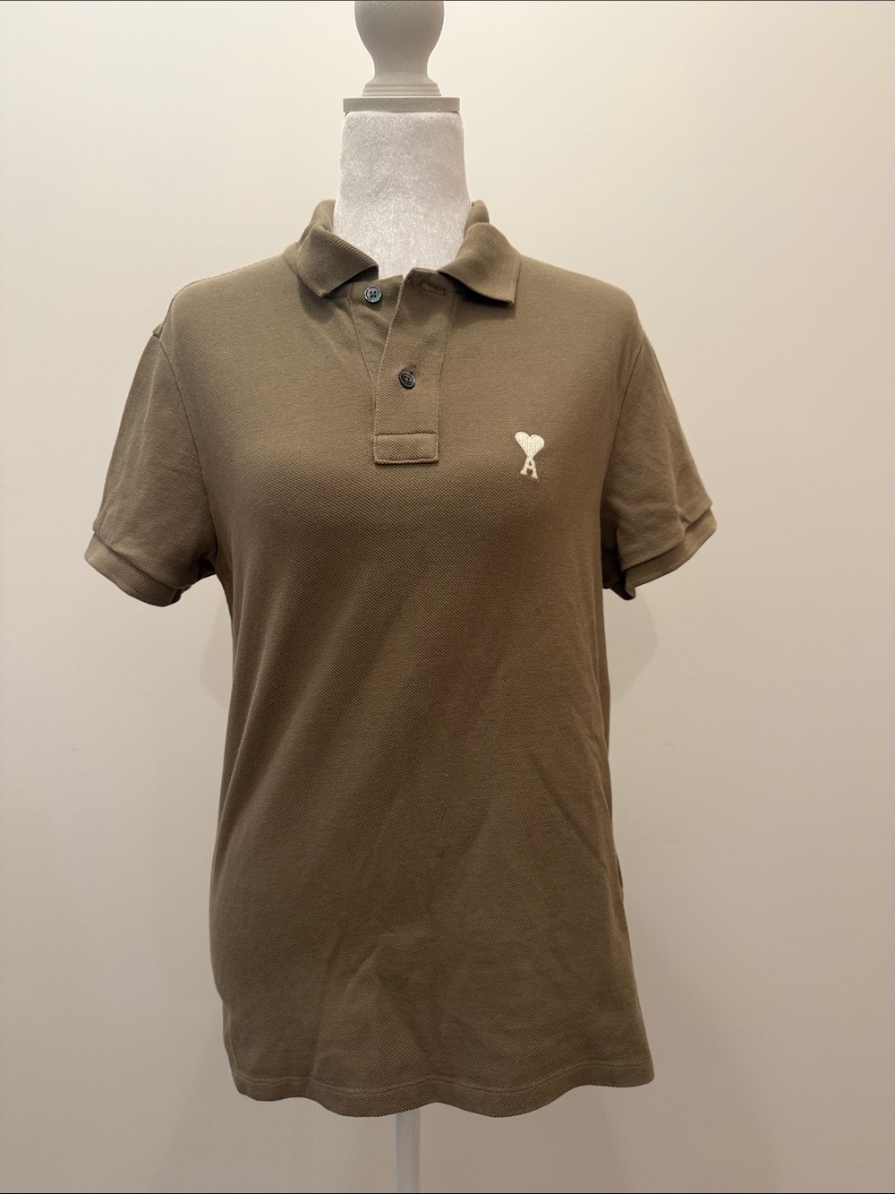 Ami Olive Green Polo with Contrasting Heart Logo